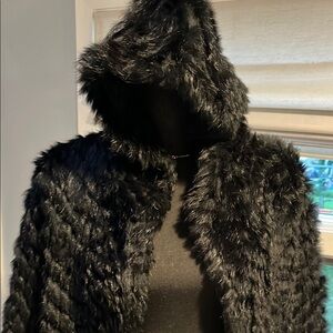 Marc Jacobs Rabbit Fur Black Teddy Jacket - size Small